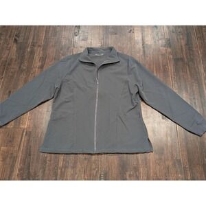 Mandala Scrub Jacket Womens Large Gray Full Zip Stretch Equa-Tek Athletic